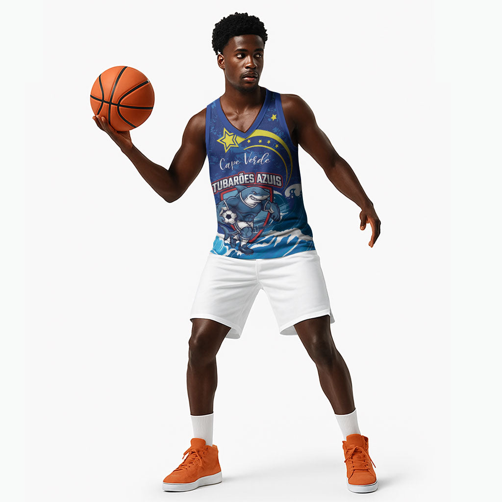 Custom Cape Verde 2026 World Football Basketball Jersey Blue Sharks Come On