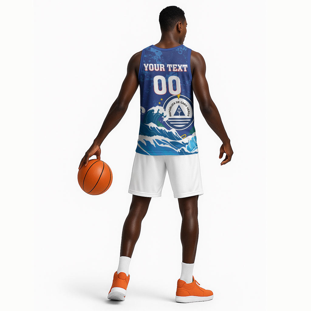 Custom Cape Verde 2026 World Football Basketball Jersey Blue Sharks Come On