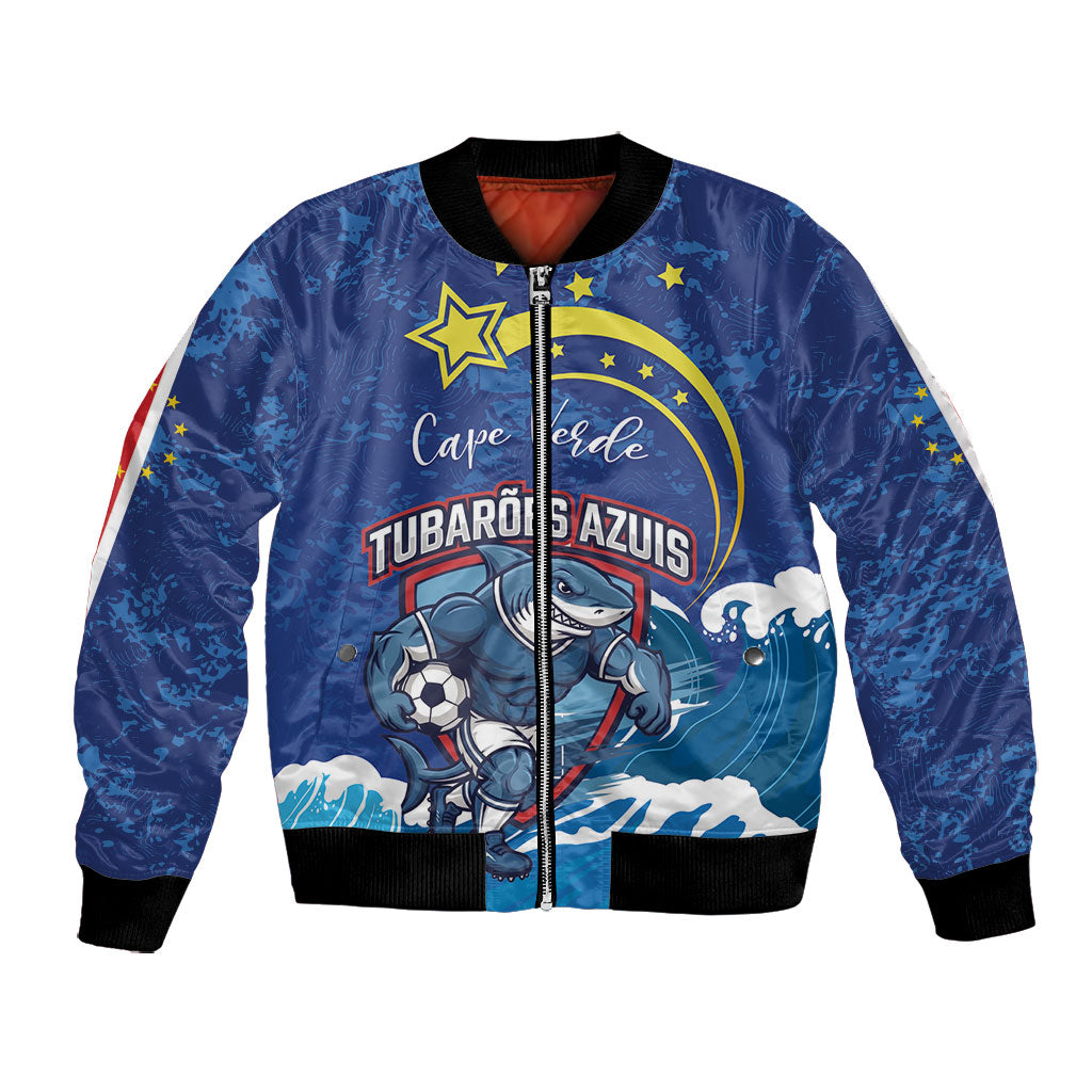 Custom Cape Verde 2026 World Football Bomber Jacket Blue Sharks Come On
