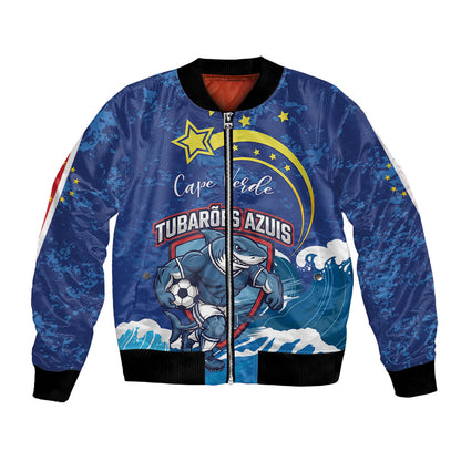 Custom Cape Verde 2026 World Football Bomber Jacket Blue Sharks Come On