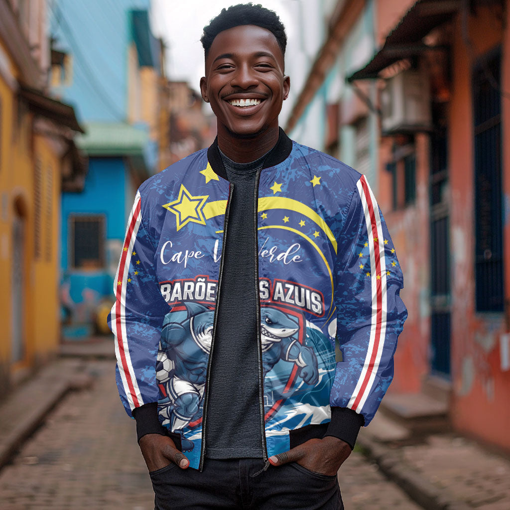 Custom Cape Verde 2026 World Football Bomber Jacket Blue Sharks Come On