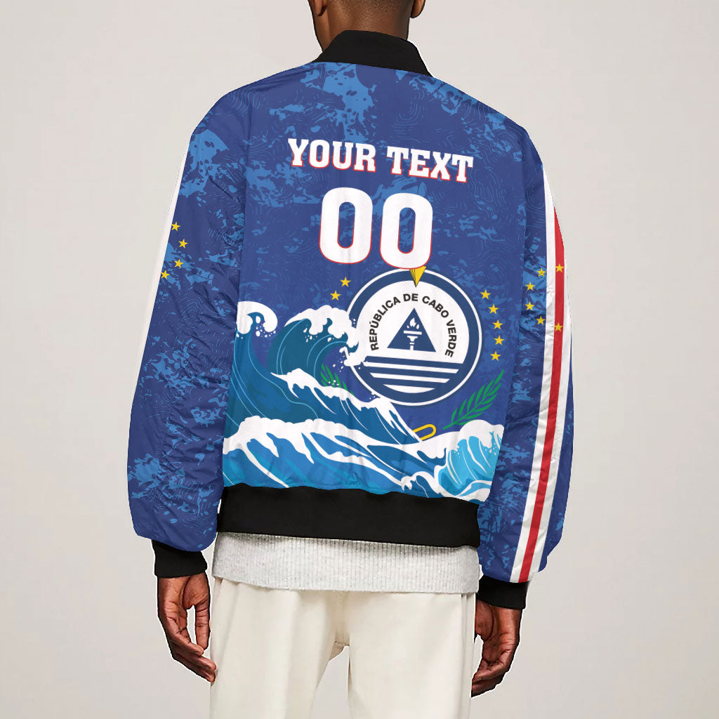 Custom Cape Verde 2026 World Football Bomber Jacket Blue Sharks Come On