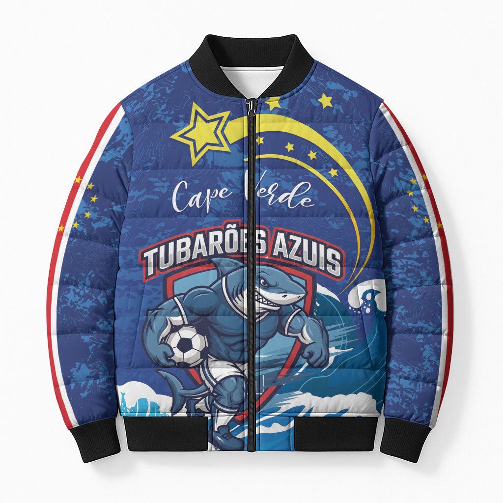 Custom Cape Verde 2026 World Football Bomber Puffer Jacket Blue Sharks Come On