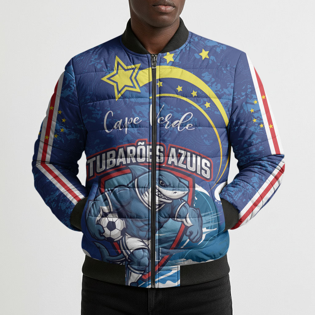 Custom Cape Verde 2026 World Football Bomber Puffer Jacket Blue Sharks Come On