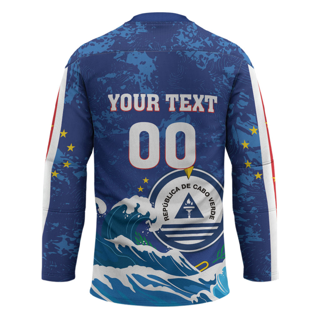 Custom Cape Verde 2026 World Football Hockey Jersey Blue Sharks Come On