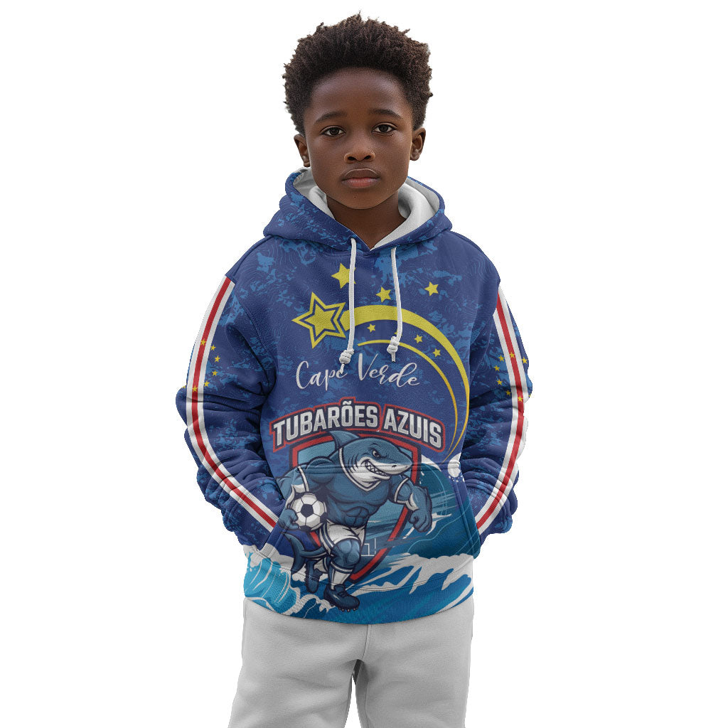 Custom Cape Verde 2026 World Football Kid Hoodie Blue Sharks Come On