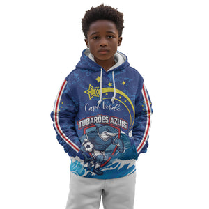 Custom Cape Verde 2026 World Football Kid Hoodie Blue Sharks Come On