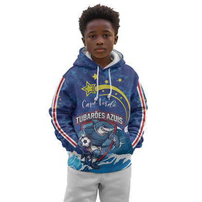 Custom Cape Verde 2026 World Football Kid Hoodie Blue Sharks Come On
