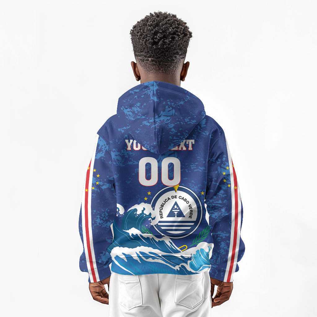 Custom Cape Verde 2026 World Football Kid Hoodie Blue Sharks Come On