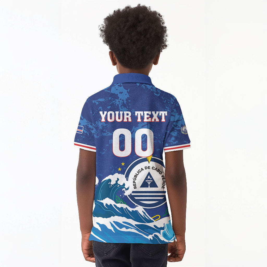 Custom Cape Verde 2026 World Football Kid Polo Shirt Blue Sharks Come On