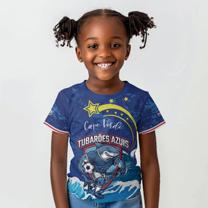 Custom Cape Verde 2026 World Football Kid T shirt Blue Sharks Come On