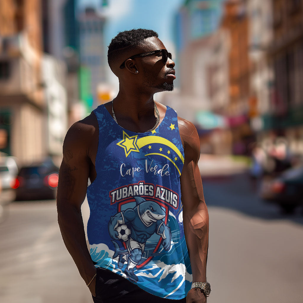 Custom Cape Verde 2026 World Football Men Tank Top Blue Sharks Come On