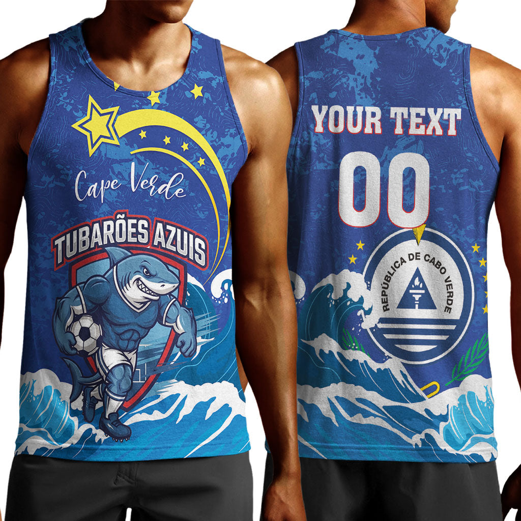 Custom Cape Verde 2026 World Football Men Tank Top Blue Sharks Come On
