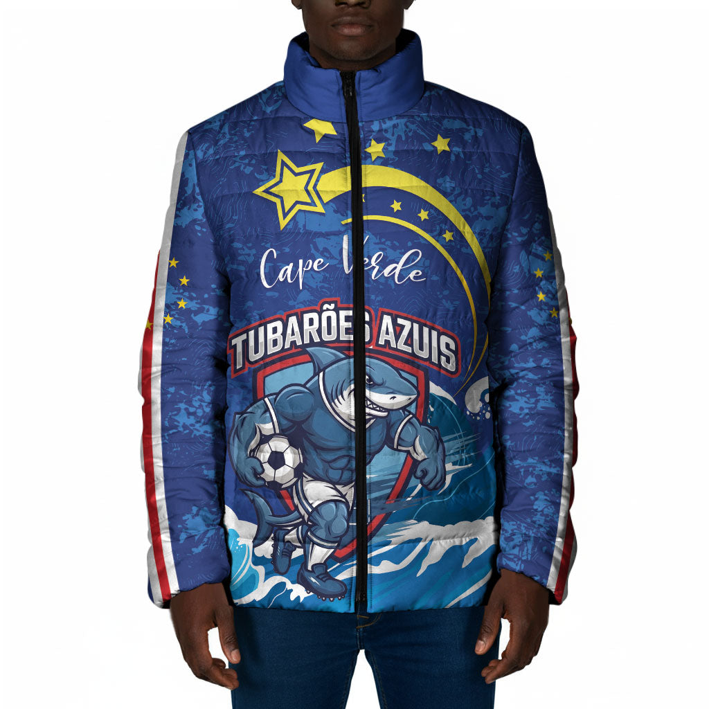 Custom Cape Verde 2026 World Football Padded Jacket Blue Sharks Come On