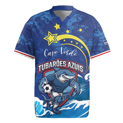 Custom Cape Verde 2026 World Football Rugby Jersey Blue Sharks Come On