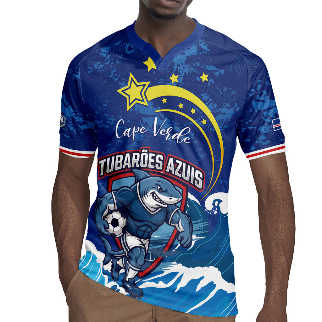 Custom Cape Verde 2026 World Football Rugby Jersey Blue Sharks Come On