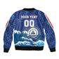 Custom Cape Verde 2026 World Football Sleeve Zip Bomber Jacket Blue Sharks Come On