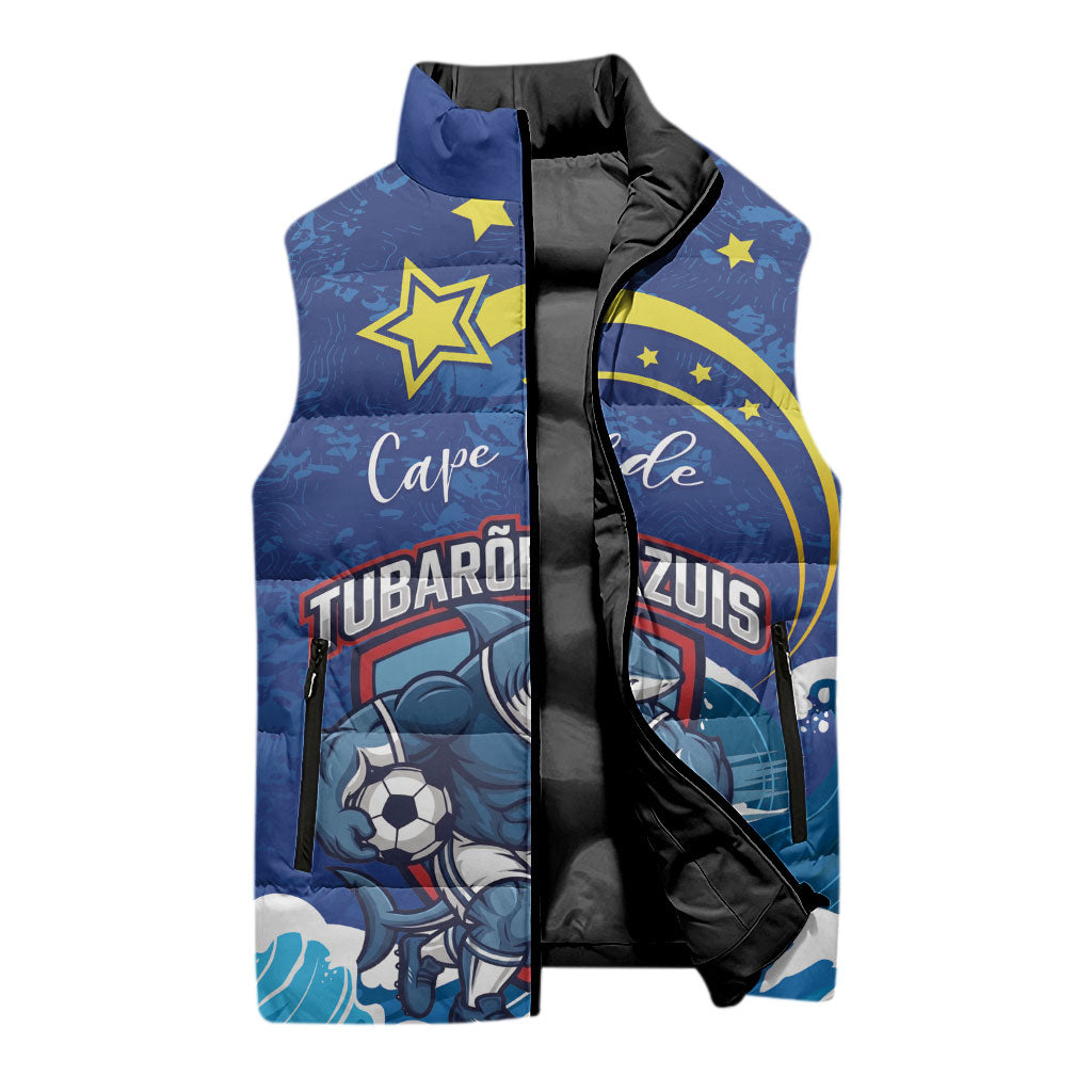 Custom Cape Verde 2026 World Football Sleeveless Puffer Jacket Blue Sharks Come On