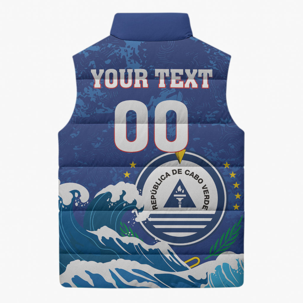 Custom Cape Verde 2026 World Football Sleeveless Puffer Jacket Blue Sharks Come On