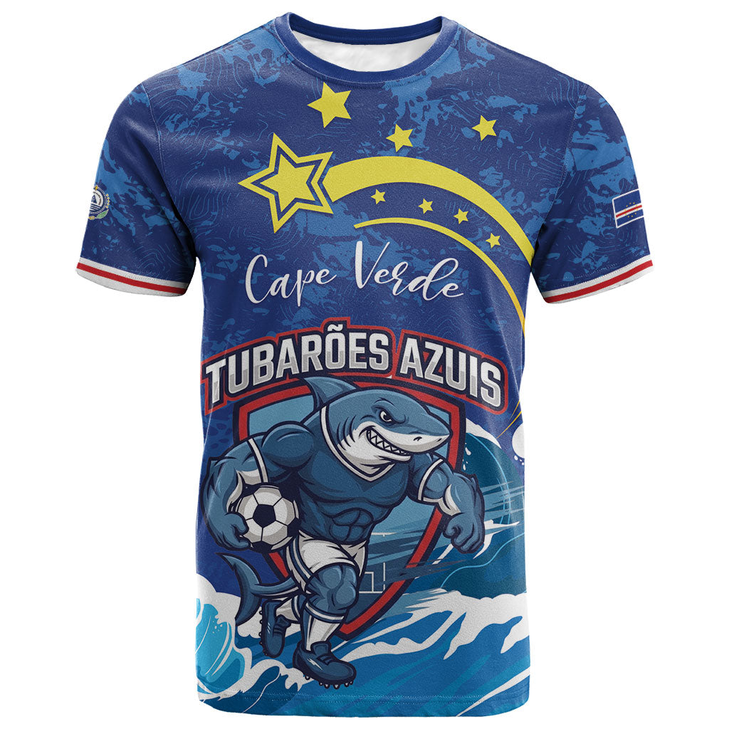 Custom Cape Verde 2026 World Football T shirt Blue Sharks Come On