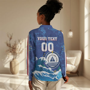 Custom Cape Verde 2026 World Football Women Casual Shirt Blue Sharks Come On