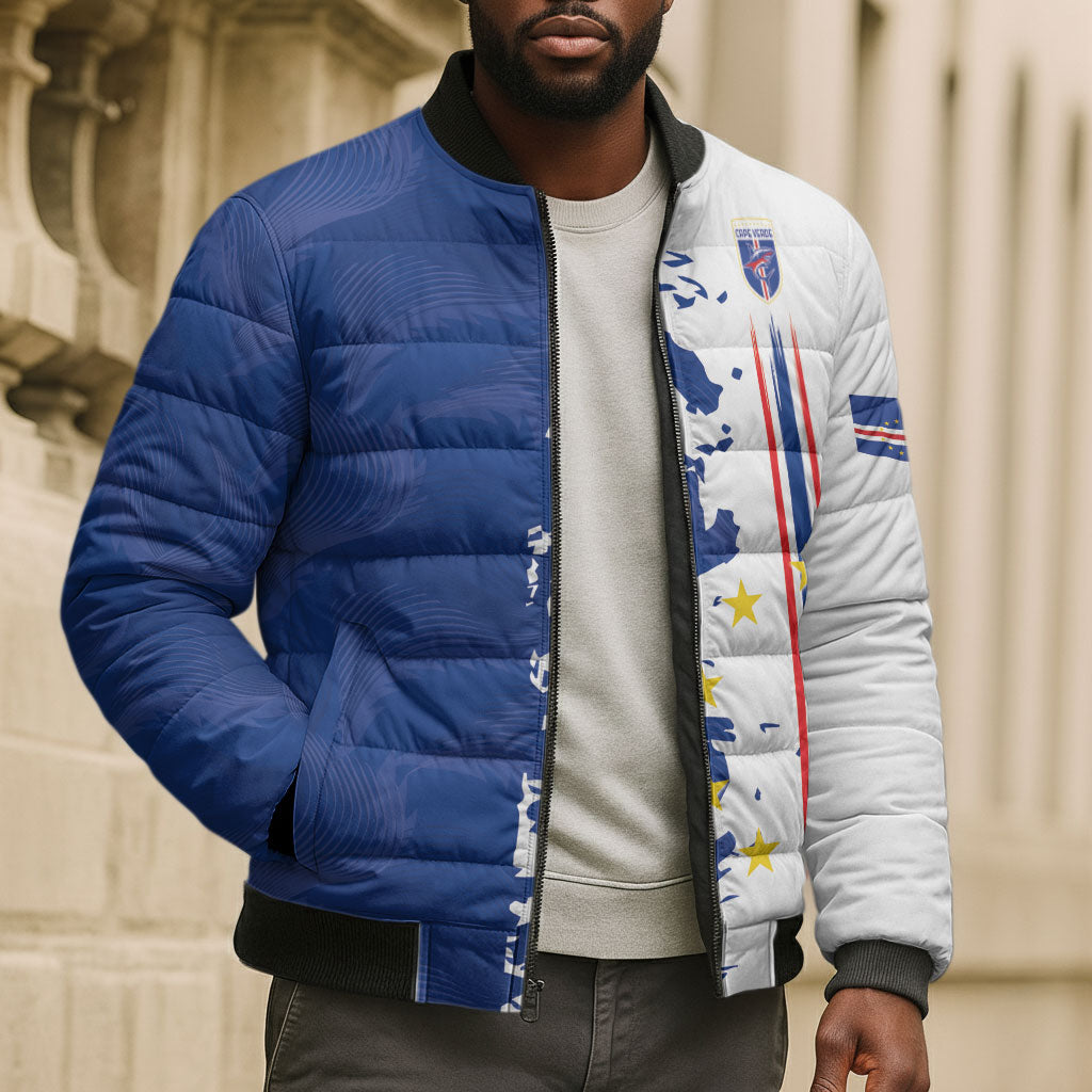 Personalized Cabo Verde 2026 Football Bomber Puffer Jacket Crioulos Make History
