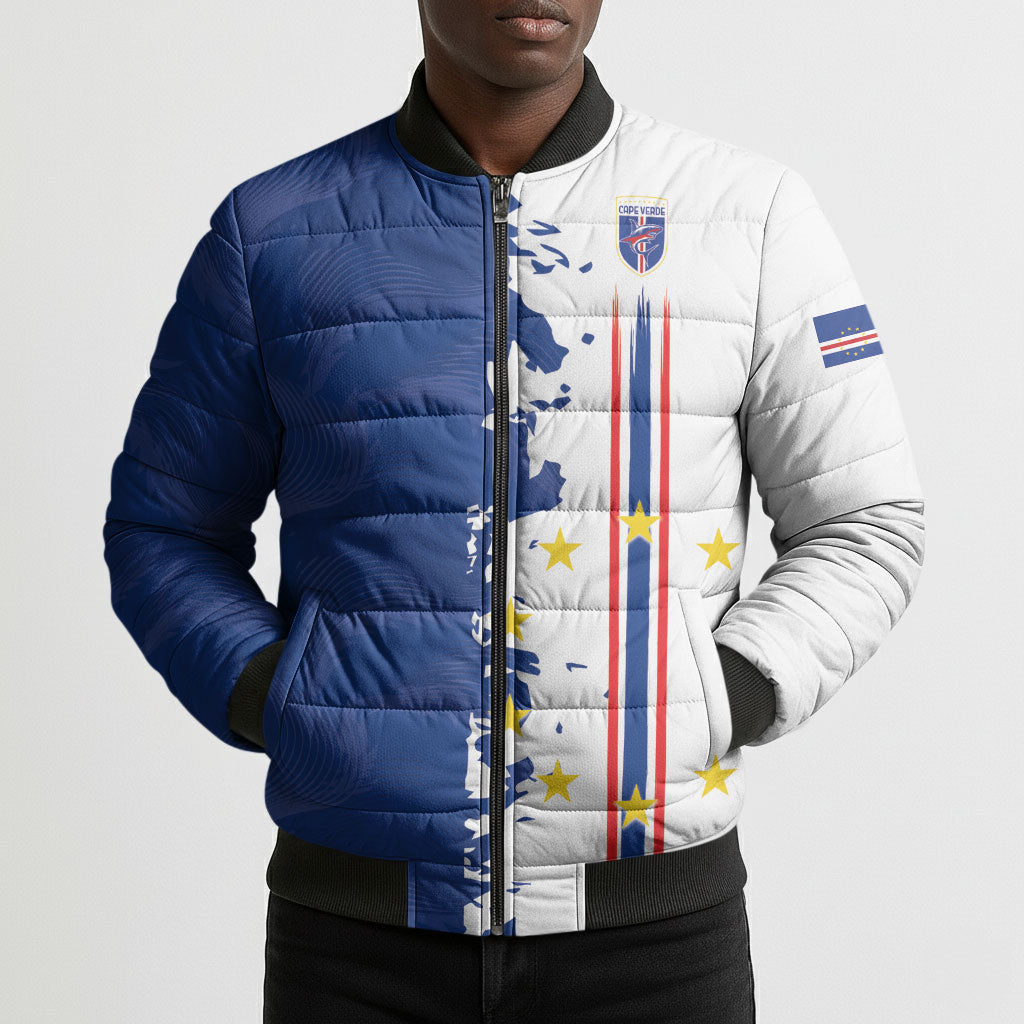 Personalized Cabo Verde 2026 Football Bomber Puffer Jacket Crioulos Make History
