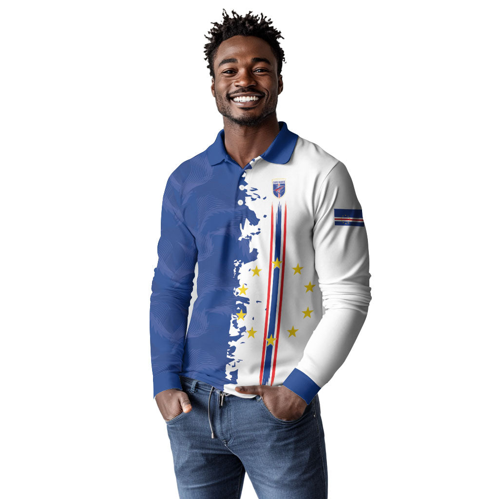 Personalized Cabo Verde 2026 Football Long Sleeve Polo Shirt Crioulos Make History