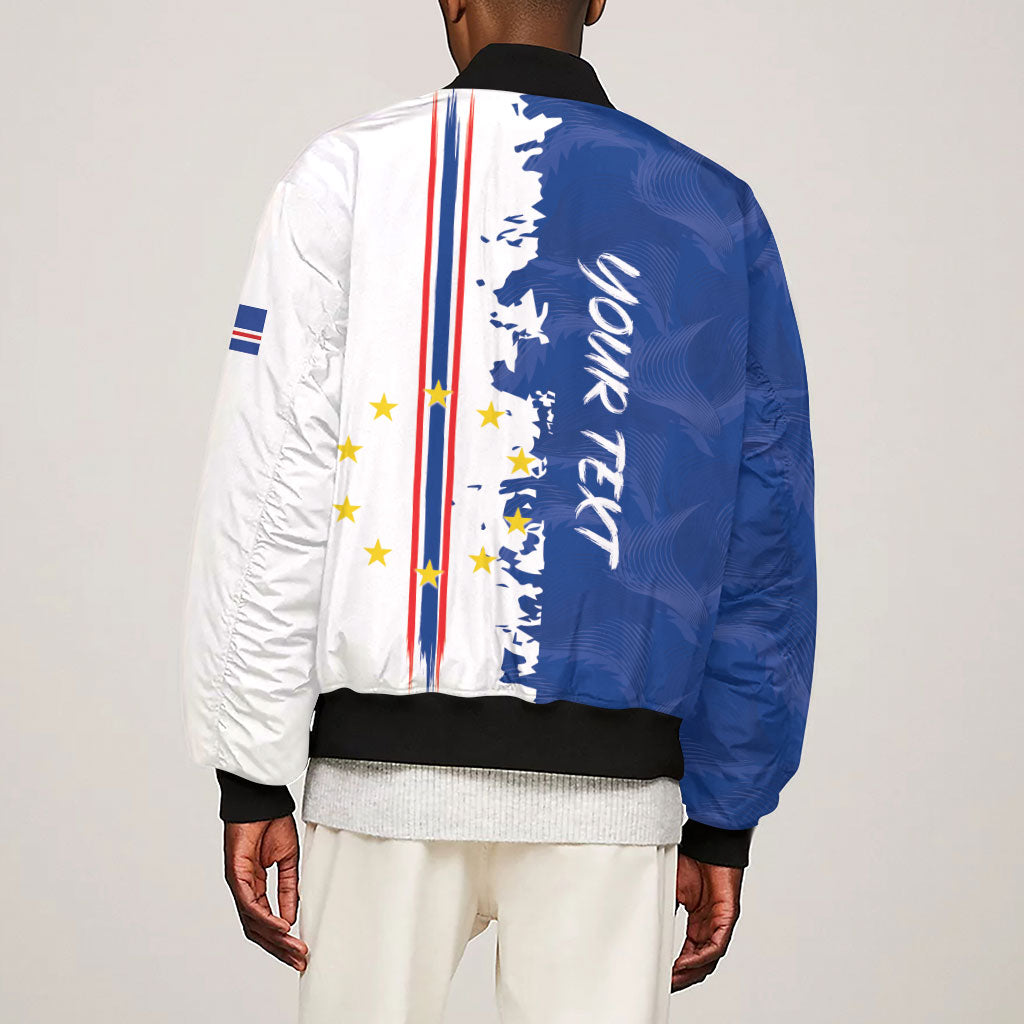 Personalized Cabo Verde 2026 Football Sleeve Zip Bomber Jacket Crioulos Make History