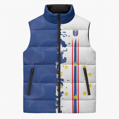 Personalized Cabo Verde 2026 Football Sleeveless Puffer Jacket Crioulos Make History