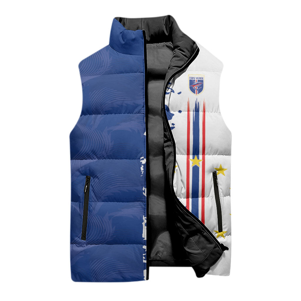 Personalized Cabo Verde 2026 Football Sleeveless Puffer Jacket Crioulos Make History