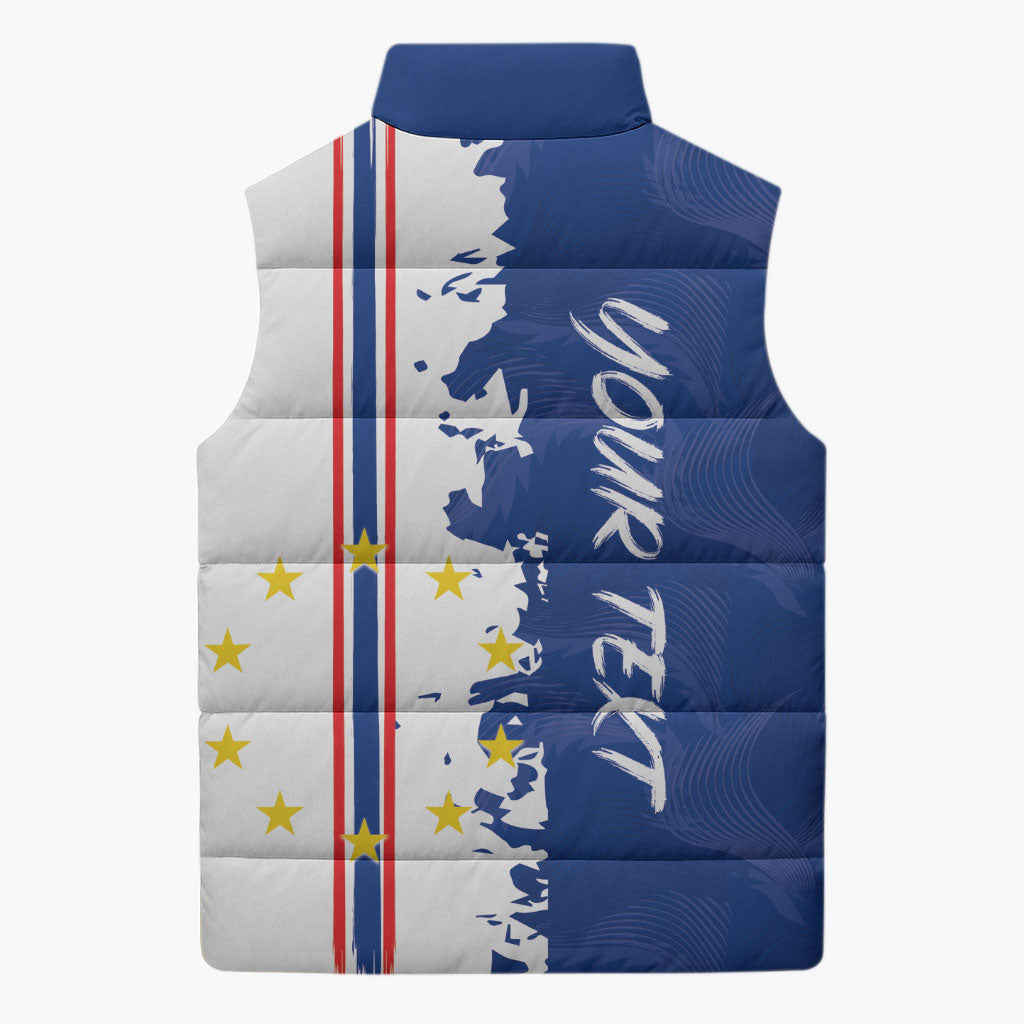 Personalized Cabo Verde 2026 Football Sleeveless Puffer Jacket Crioulos Make History