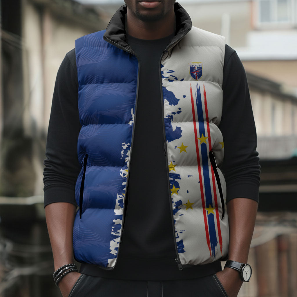 Personalized Cabo Verde 2026 Football Sleeveless Puffer Jacket Crioulos Make History