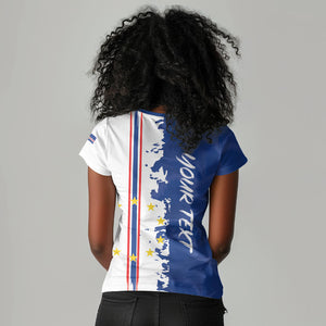 Personalized Cabo Verde 2026 Football Women V-Neck T-Shirt Crioulos Make History