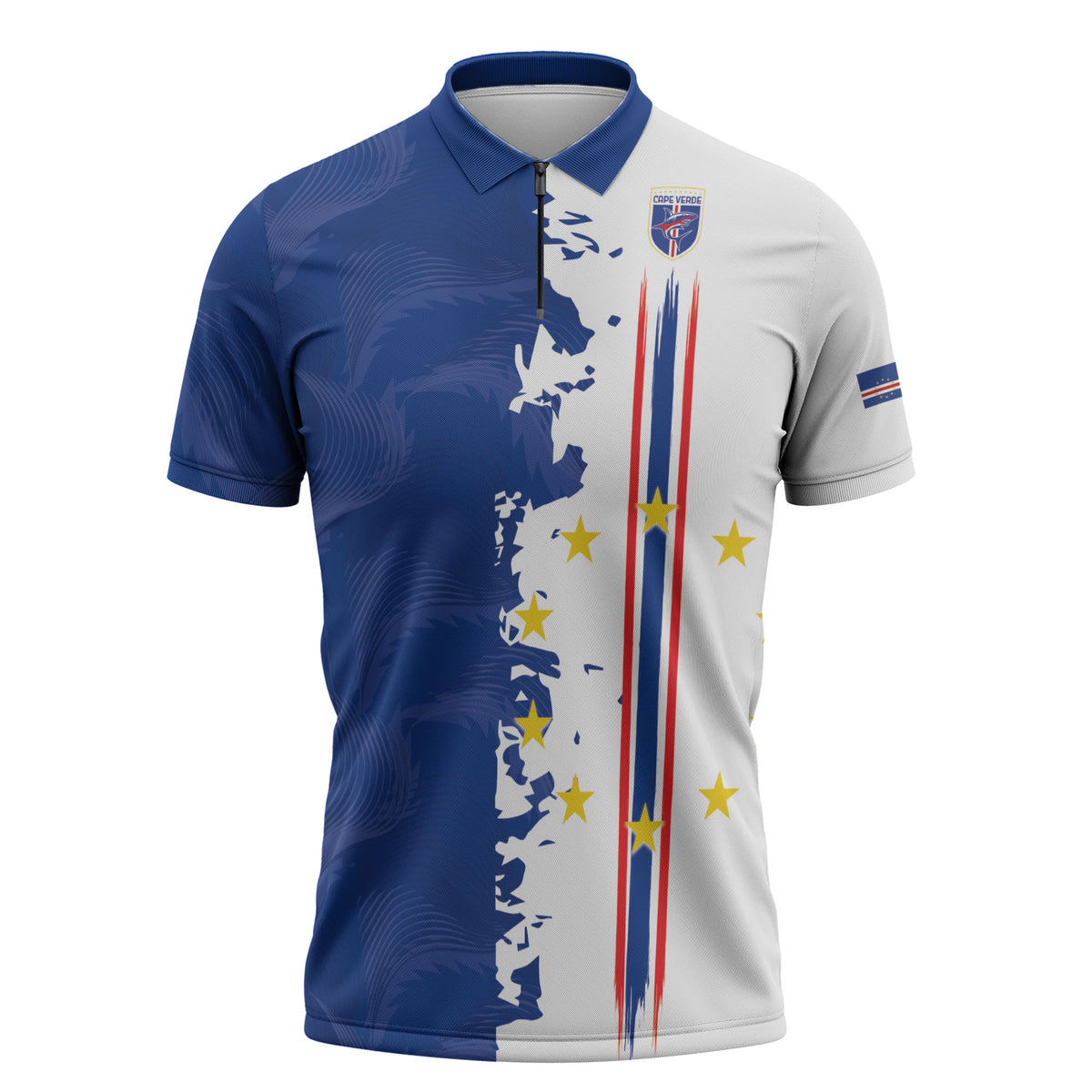 Personalized Cabo Verde 2026 Football Zipper Polo Shirt Crioulos Make History