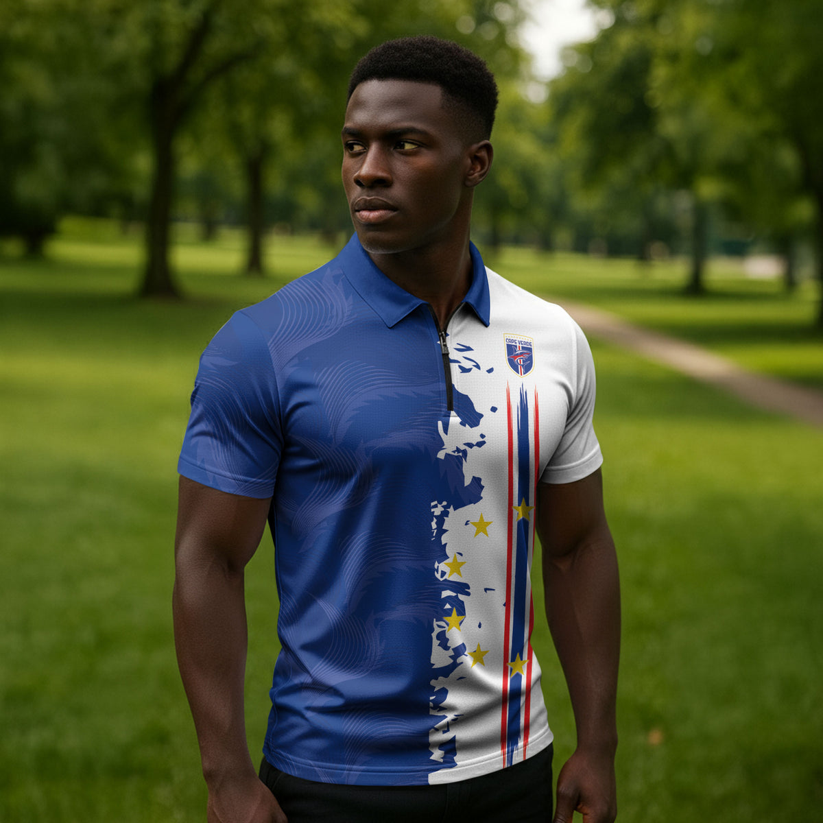 Personalized Cabo Verde 2026 Football Zipper Polo Shirt Crioulos Make History