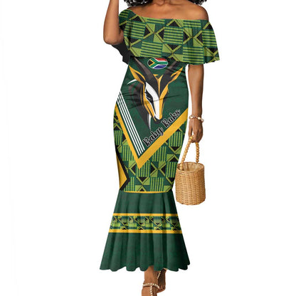 Custom Rugby South Africa Mermaid Dress Baby Boks Go Champions
