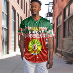 Personalized Madagascar Baseball Jersey with Madagasikara Seal and Baobab African Pattern