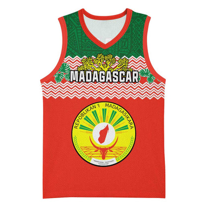 Personalized Madagascar Basketball Jersey with Madagasikara Seal and Baobab African Pattern LT01