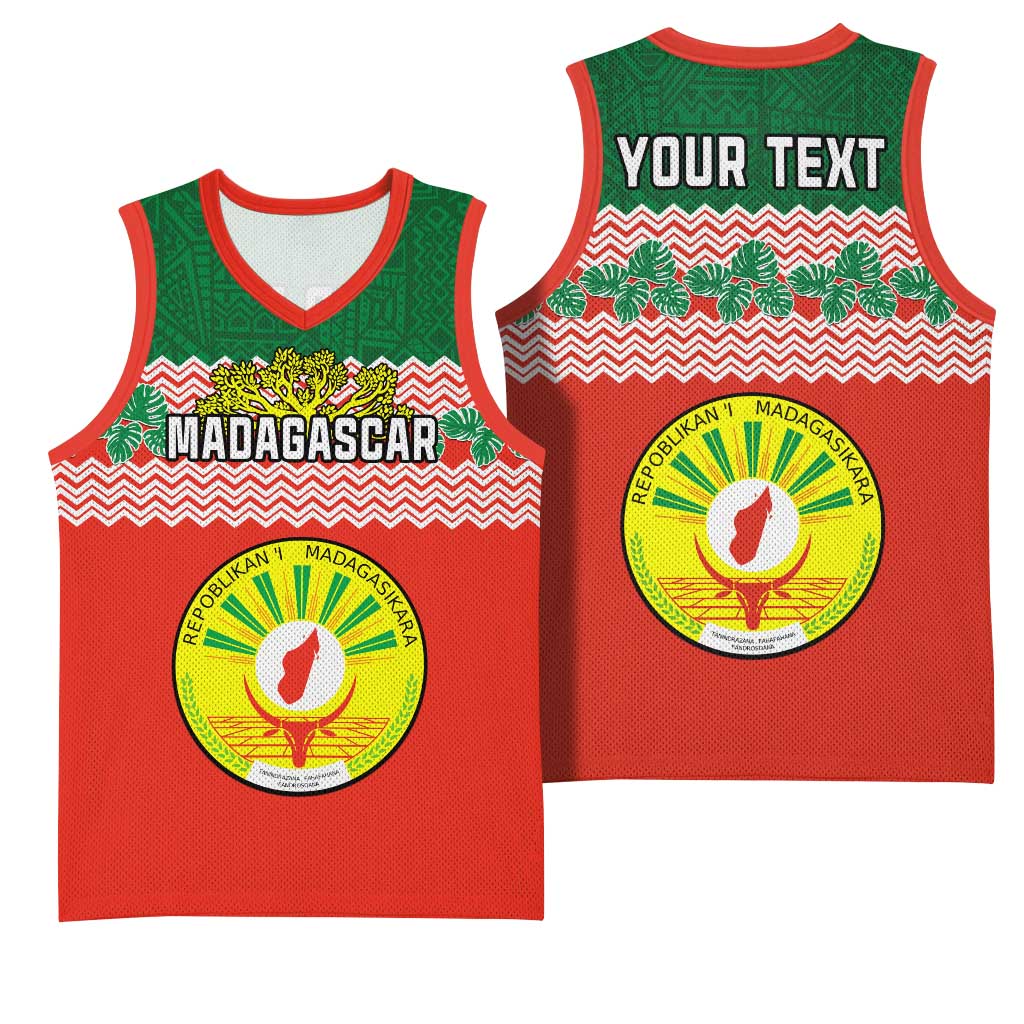 Personalized Madagascar Basketball Jersey with Madagasikara Seal and Baobab African Pattern LT01