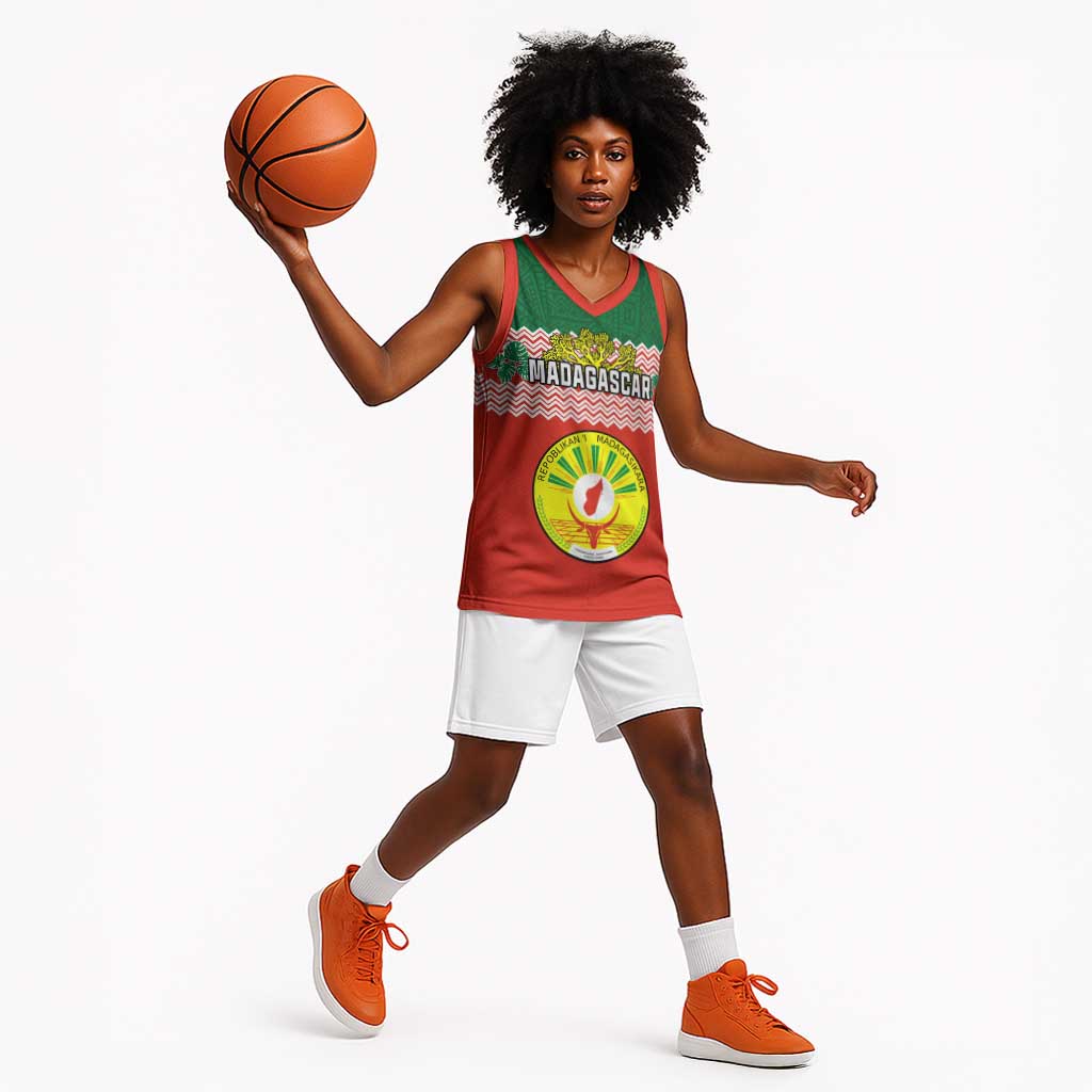 Personalized Madagascar Basketball Jersey with Madagasikara Seal and Baobab African Pattern LT01