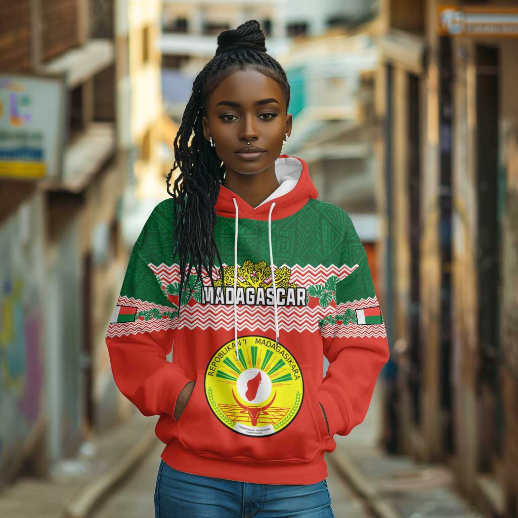 Personalized Madagascar Hoodie with Madagasikara Seal and Baobab African Pattern