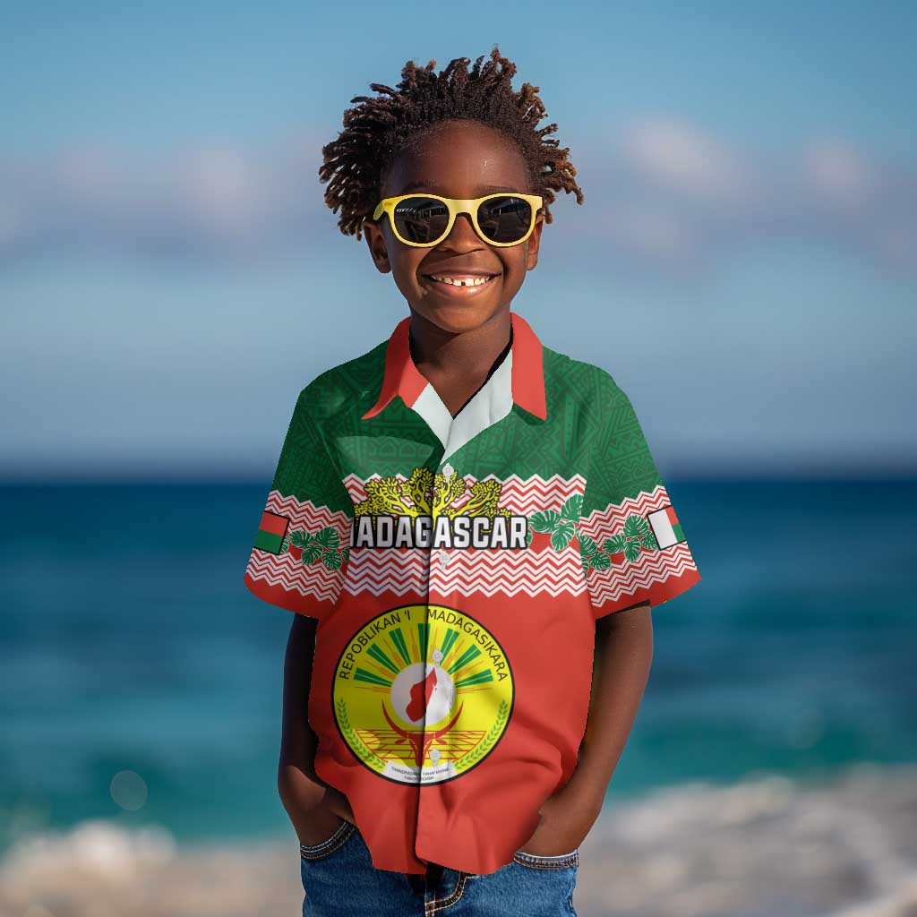 Personalized Madagascar Kid Hawaiian Shirt with Madagasikara Seal and Baobab African Pattern