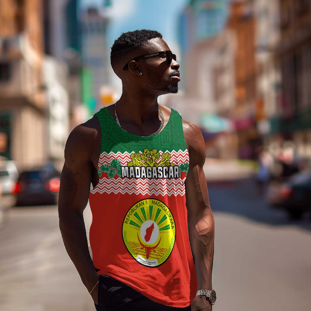 Personalized Madagascar Men Tank Top with Madagasikara Seal and Baobab African Pattern