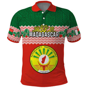 Personalized Madagascar Polo Shirt with Madagasikara Seal and Baobab African Pattern