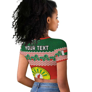 Personalized Madagascar Raglan Cropped T shirt with Madagasikara Seal and Baobab African Pattern