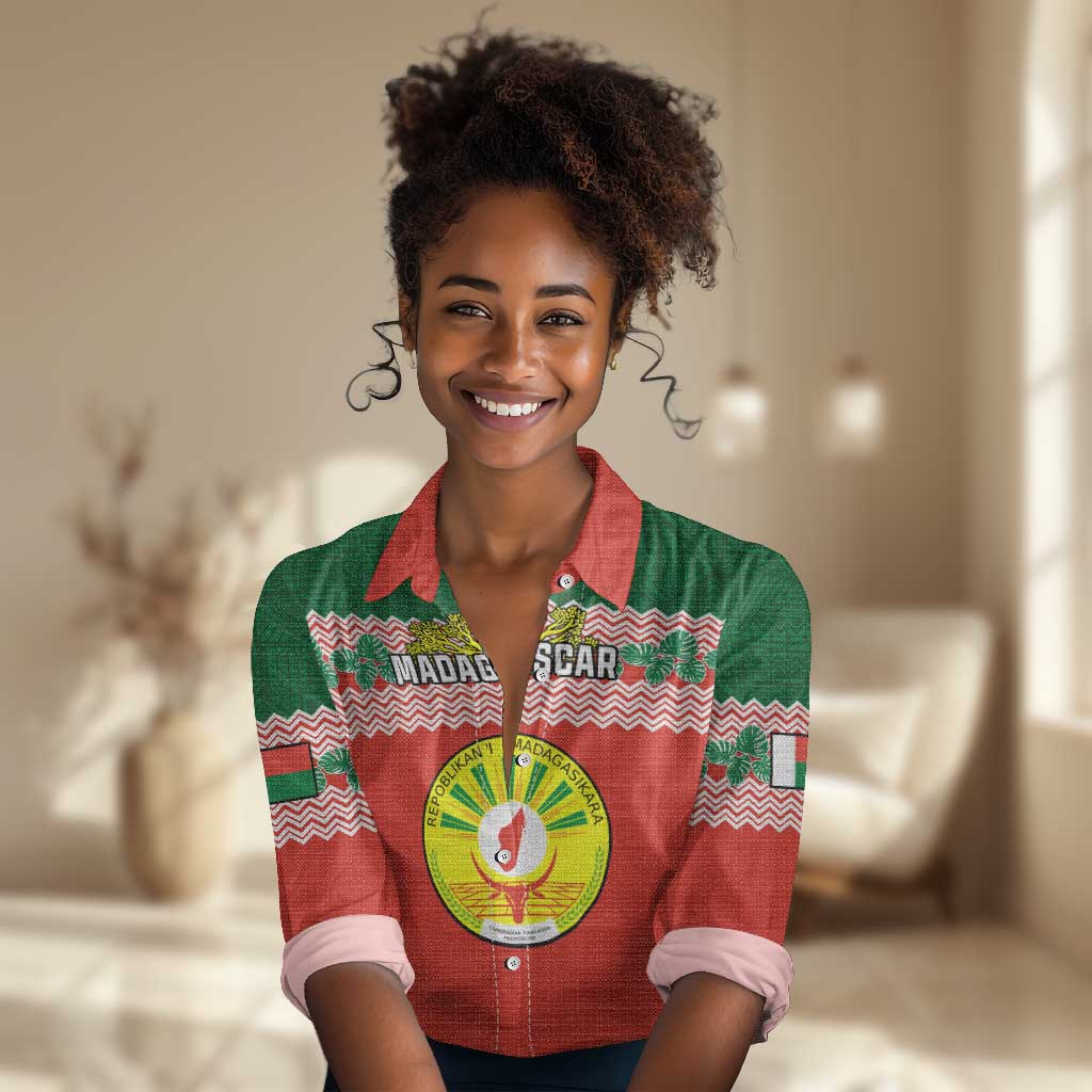 Personalized Madagascar Women Casual Shirt with Madagasikara Seal and Baobab African Pattern