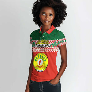 Personalized Madagascar Women Polo Shirt with Madagasikara Seal and Baobab African Pattern