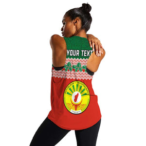 Personalized Madagascar Women Racerback Tank with Madagasikara Seal and Baobab African Pattern