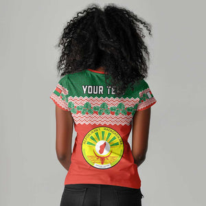 Personalized Madagascar Women V-Neck T-Shirt with Madagasikara Seal and Baobab African Pattern